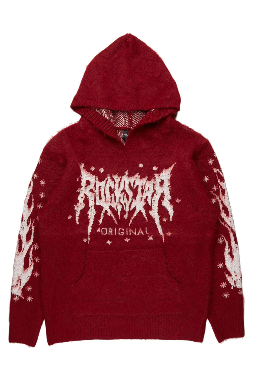 Raymond Red Graphic Knitted Mohair Hoodie - image 1