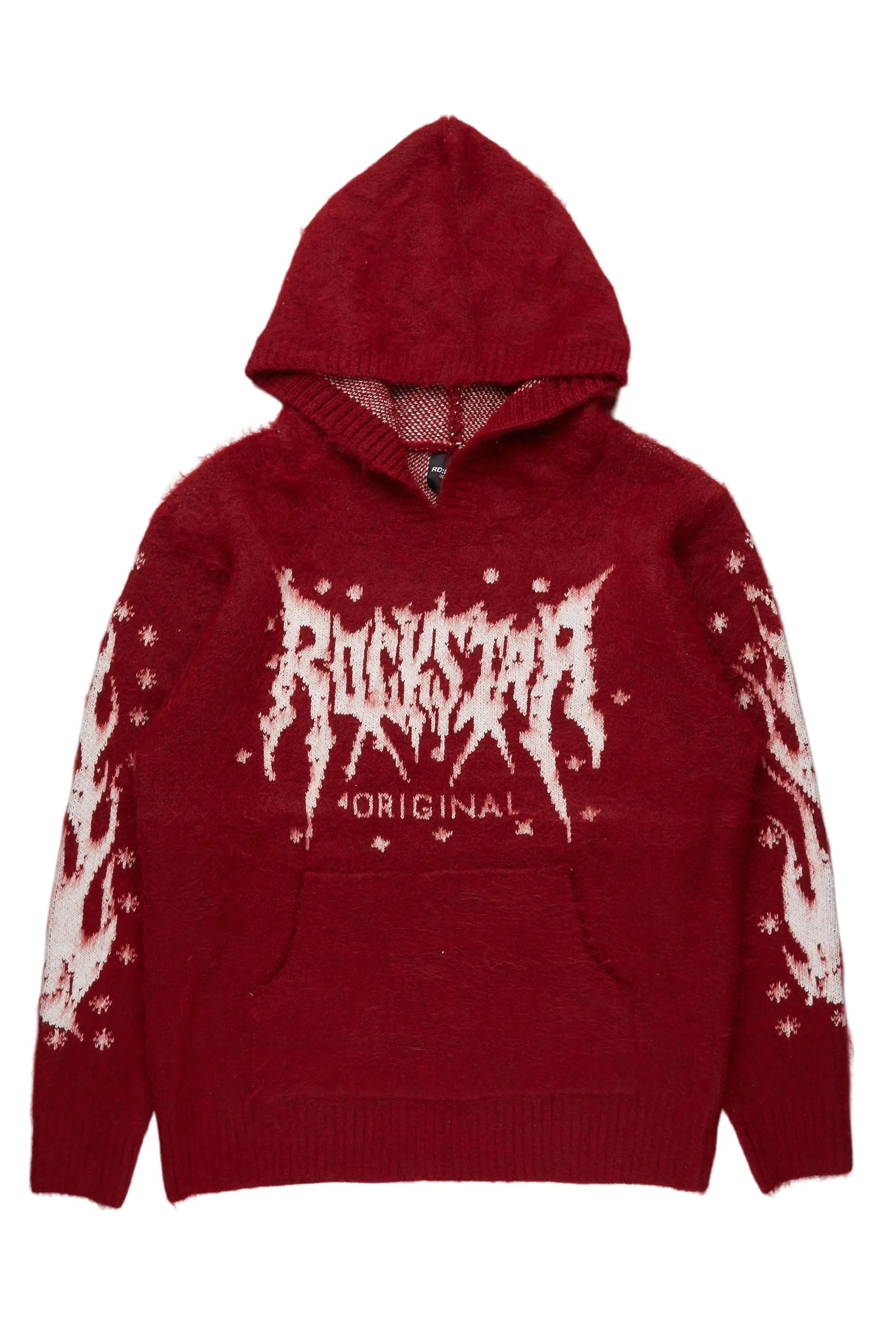 Raymond Red Graphic Knitted Mohair Hoodie - image 1