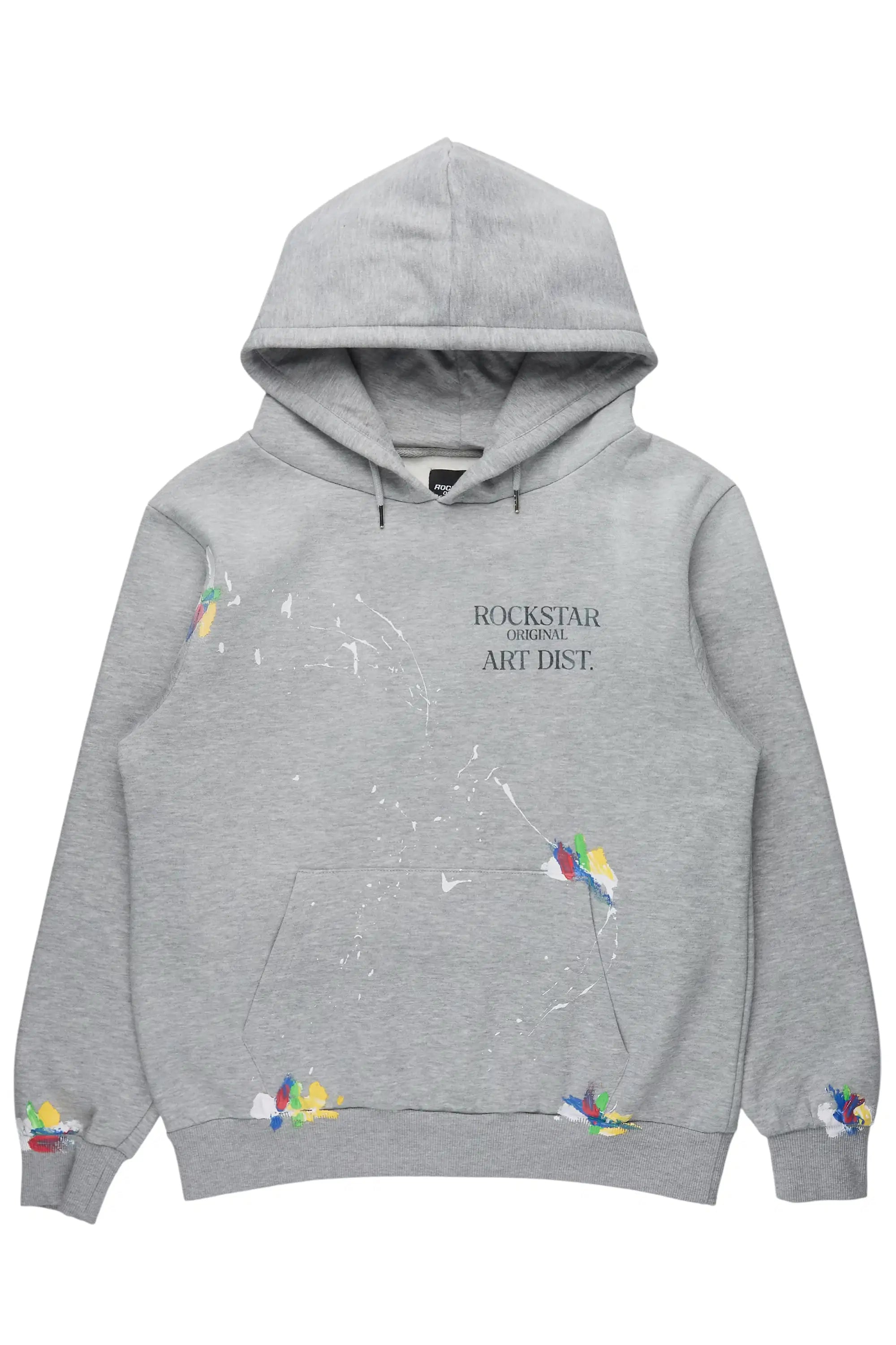 Rockstar Art Dist. Heather Grey Graphic Hoodie - image 1