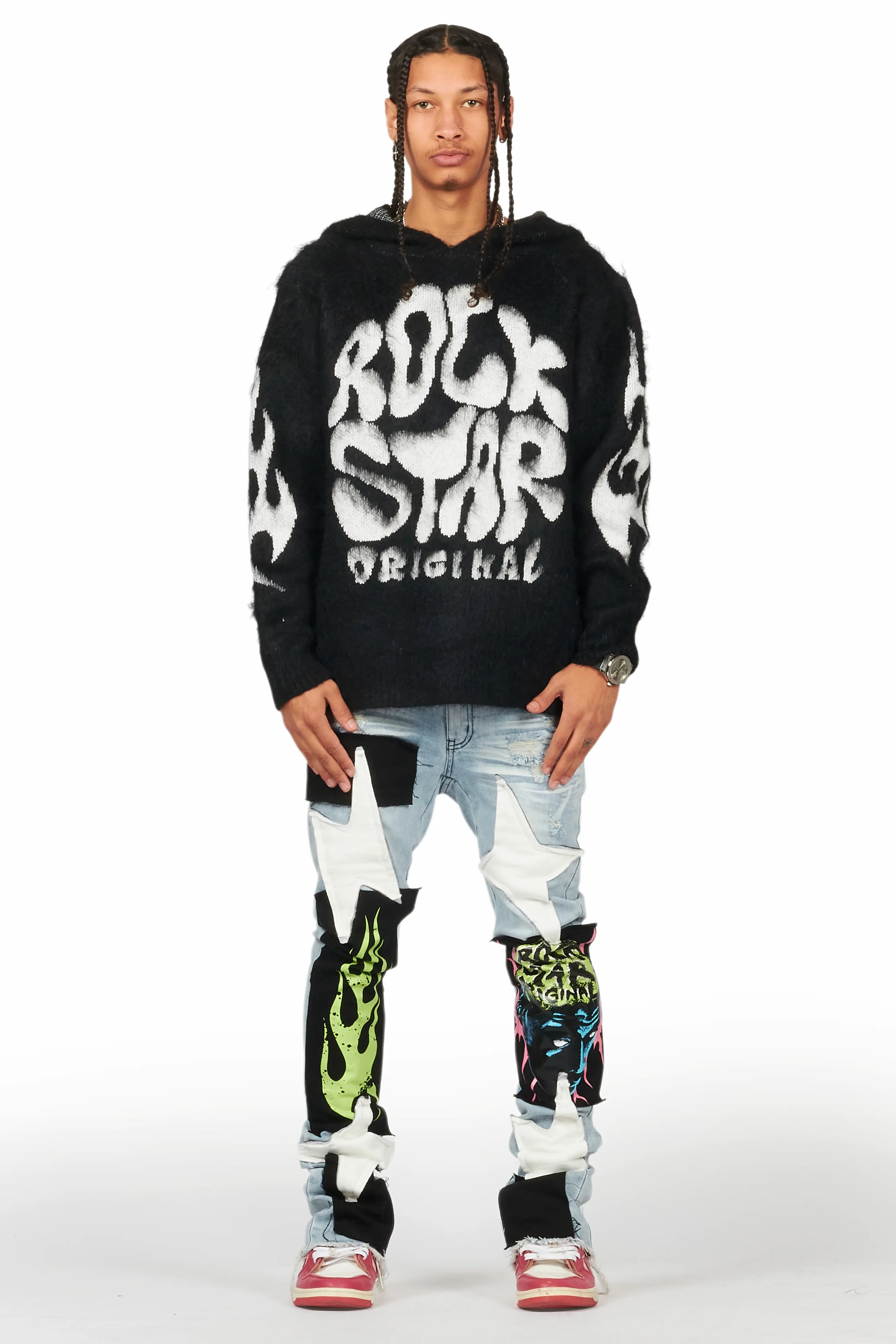 Hakon Black Graphic Knitted Hoodie - image 2