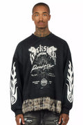 Hundo Black Graphic Flannel Crewneck - image 1