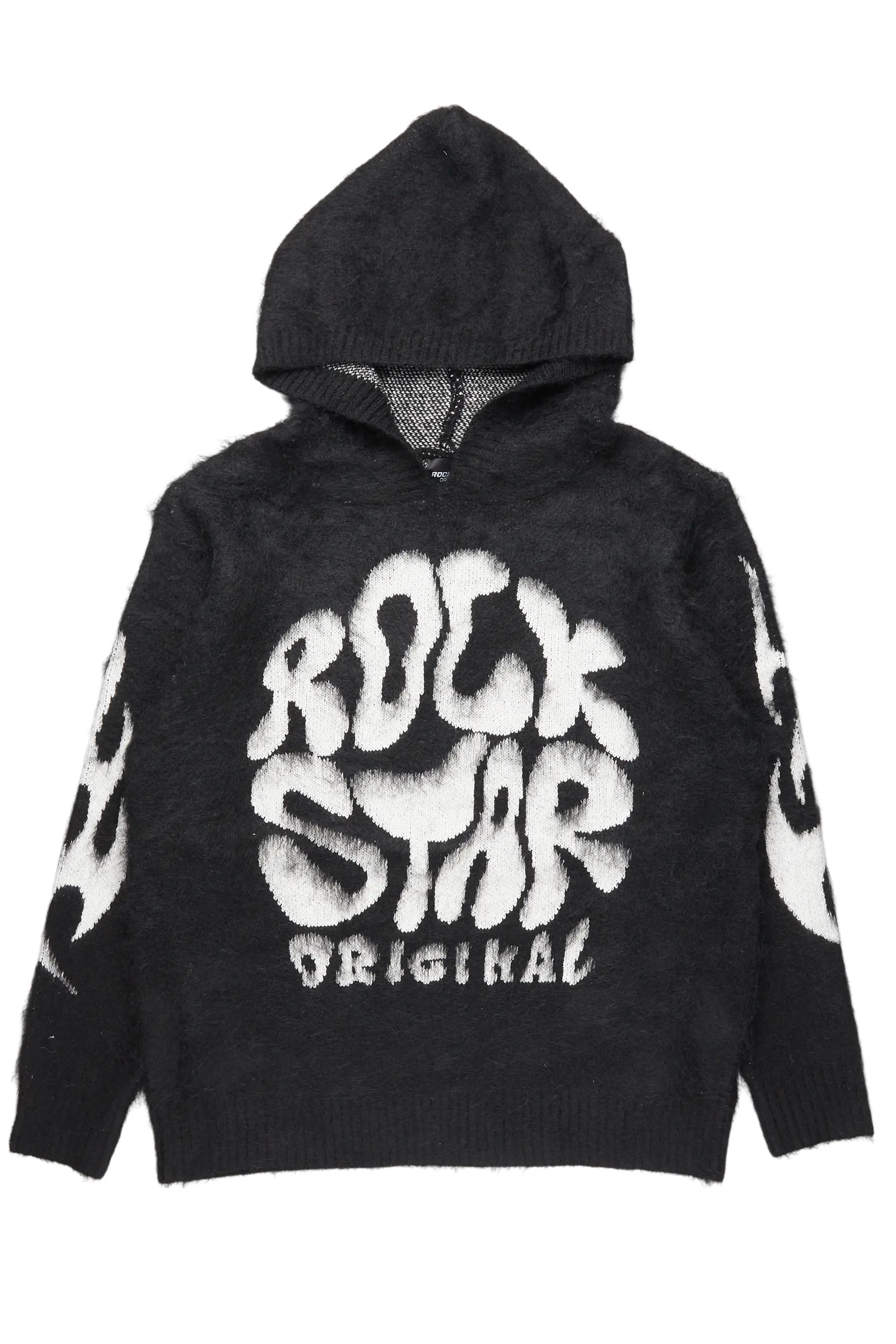 Hakon Black Graphic Knitted Hoodie - image 1
