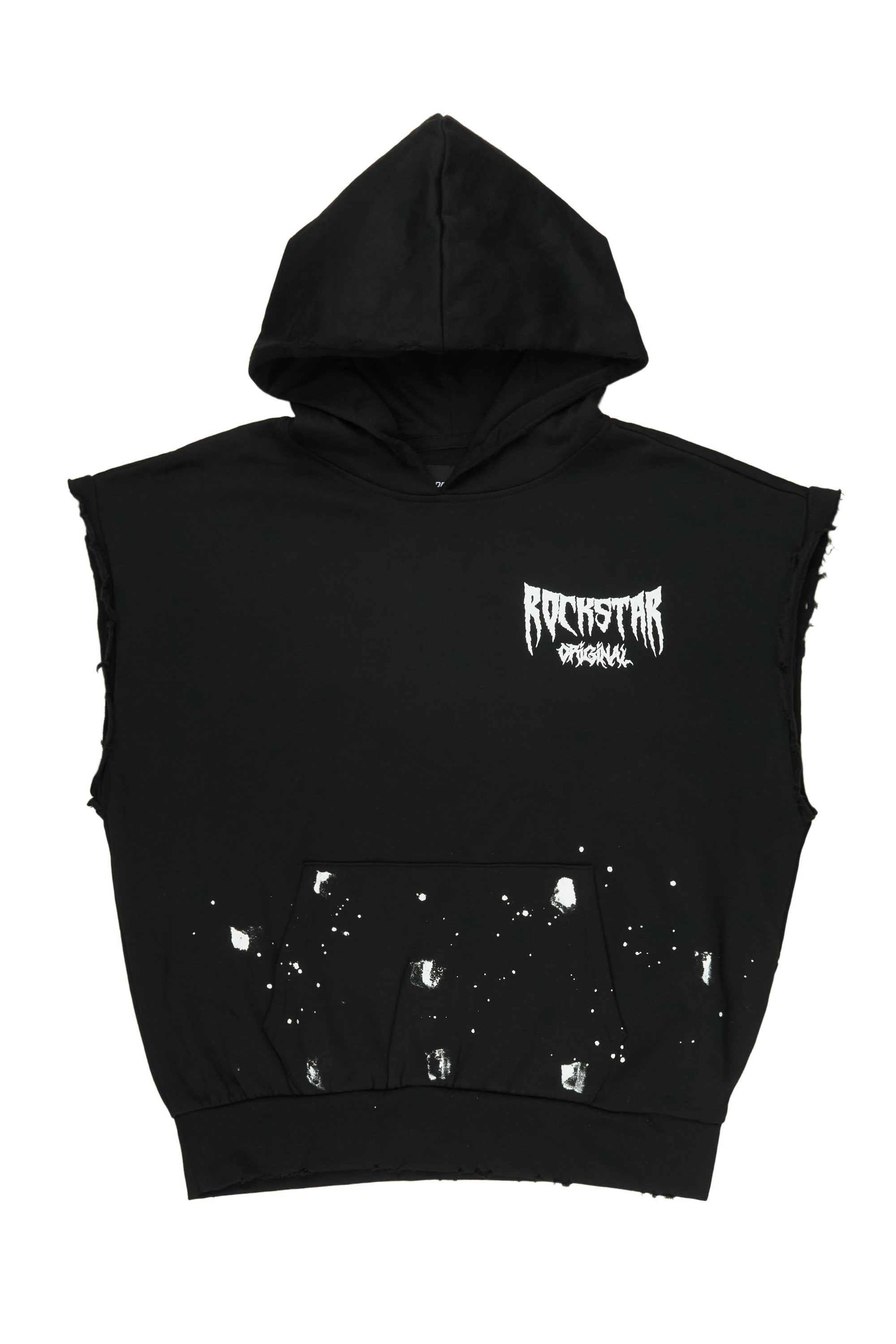 Twinkle Black Painted Cut Sleeve Hoodie - image 1
