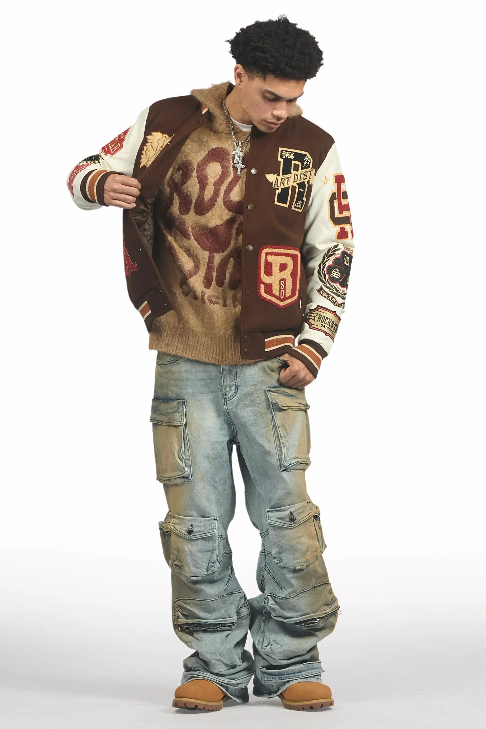 Hakon Beige Graphic Knitted Hoodie - image 2
