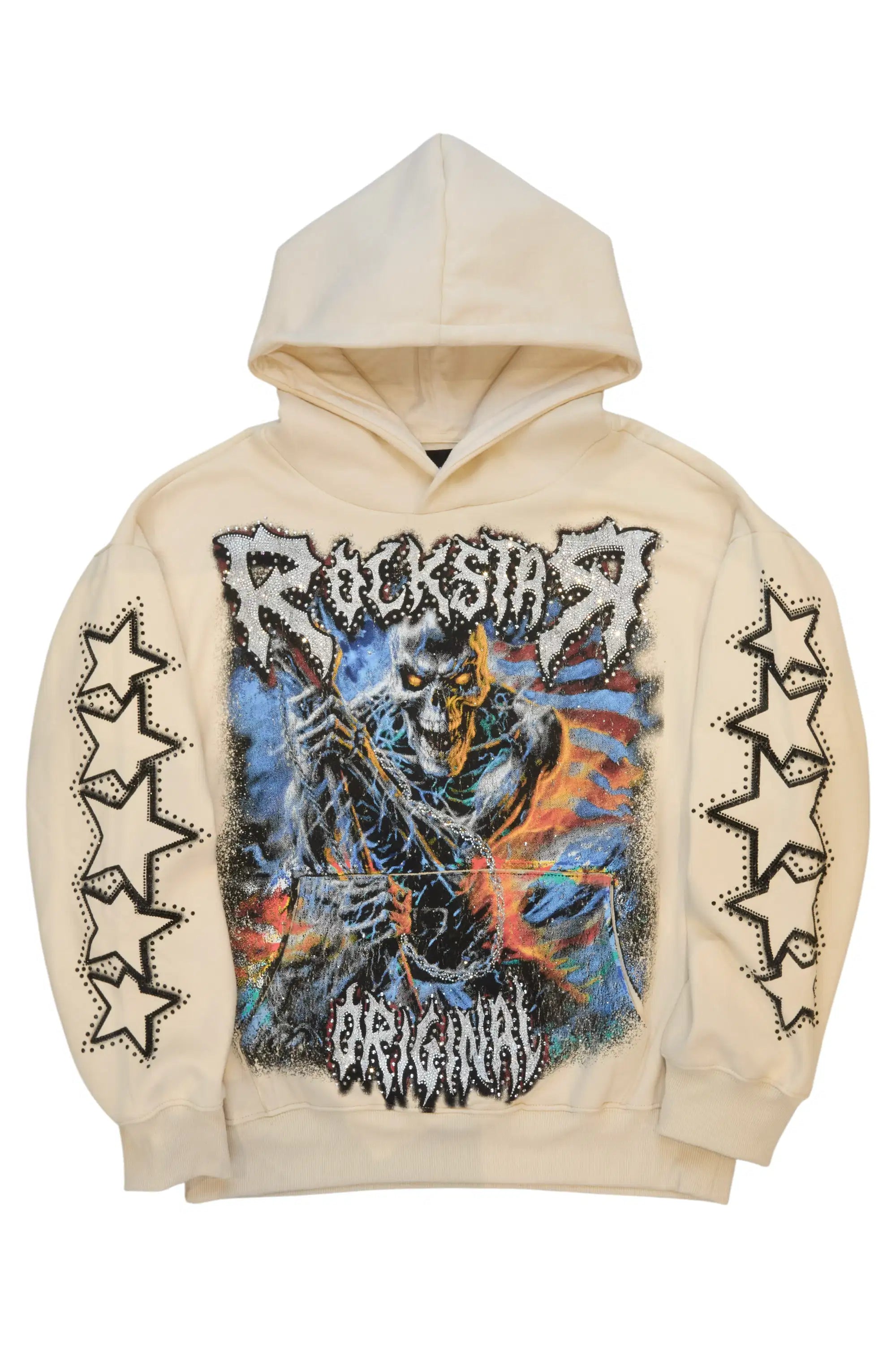 Krio Beige Rhinestone Oversized Hoodie - image 2