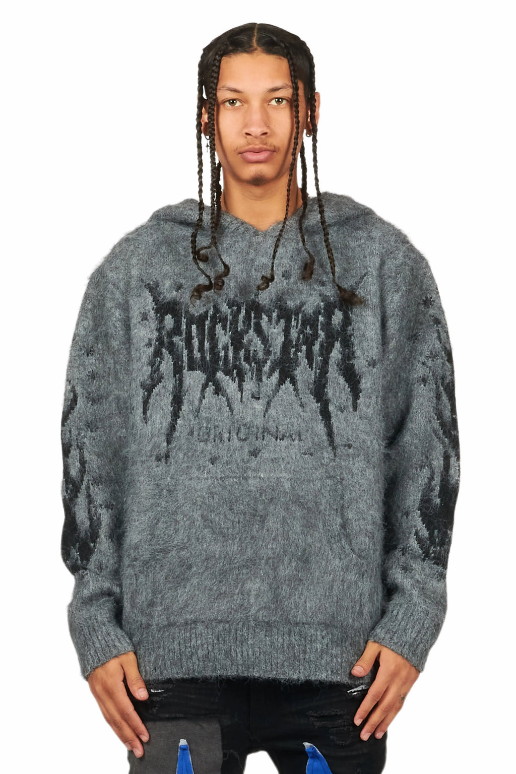 Raymond Grey Graphic Knitted Hoodie - image 2