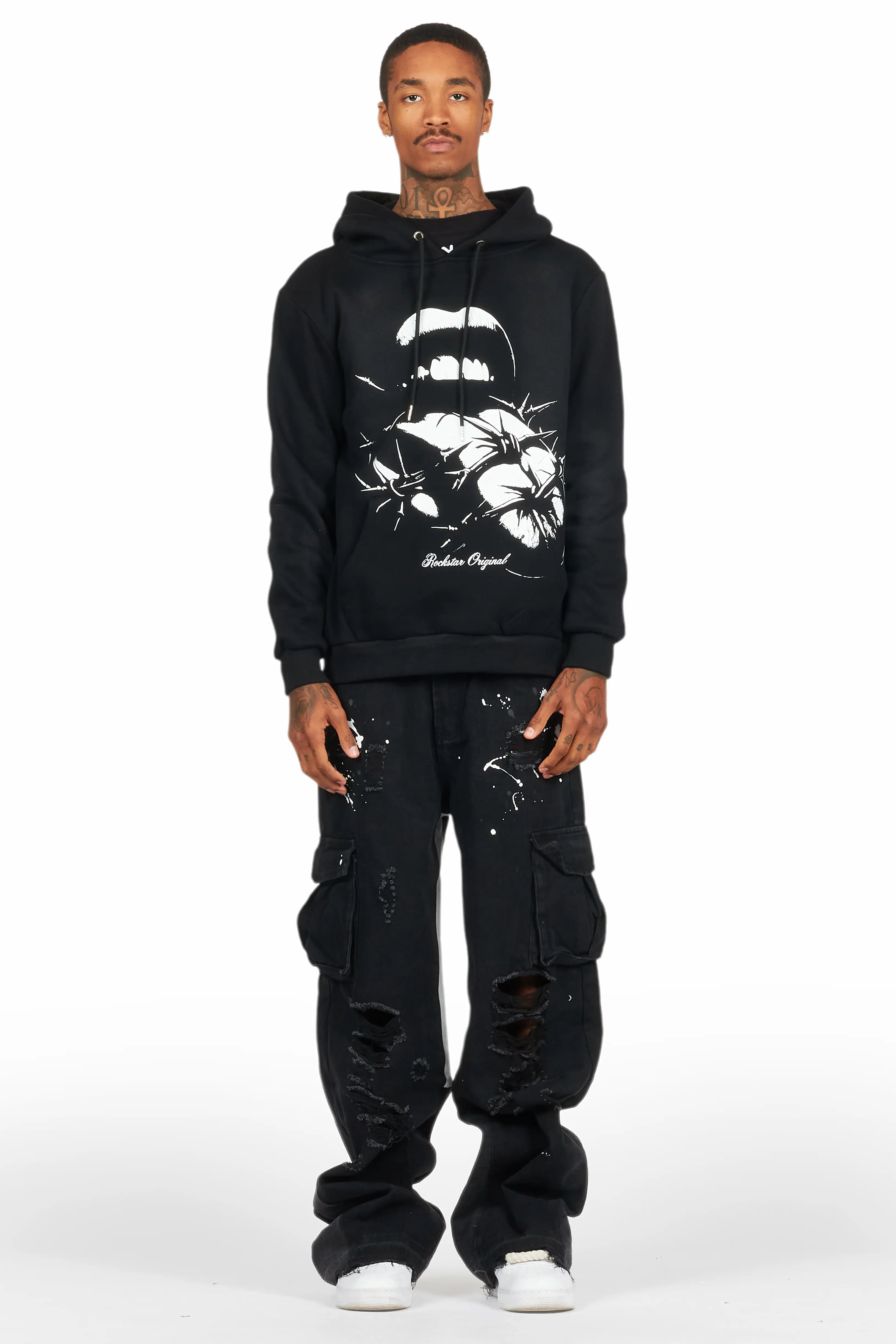 Schmear Black Graphic Hoodie - image 2