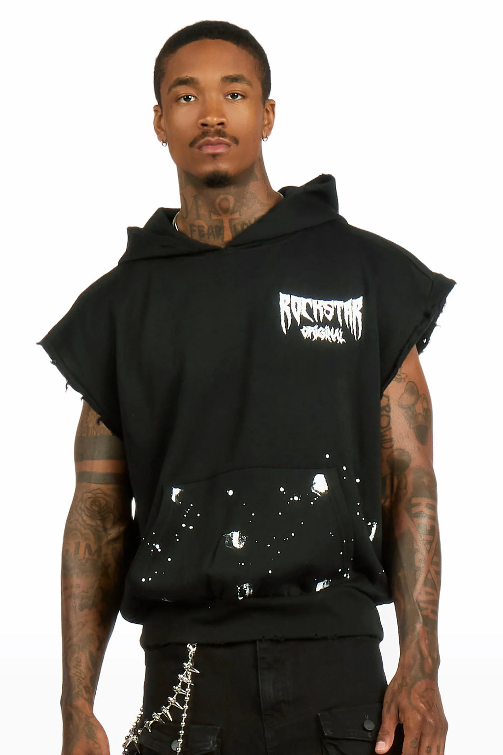 Twinkle Black Painted Cut Sleeve Hoodie - image 2