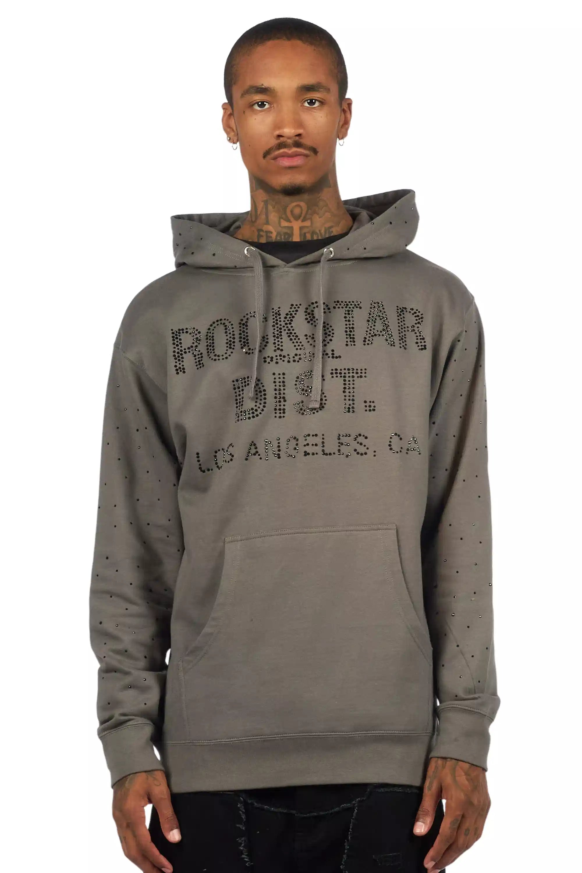 Thryll Heather Grey/Black Rhinestone Graphic Hoodie - image 2