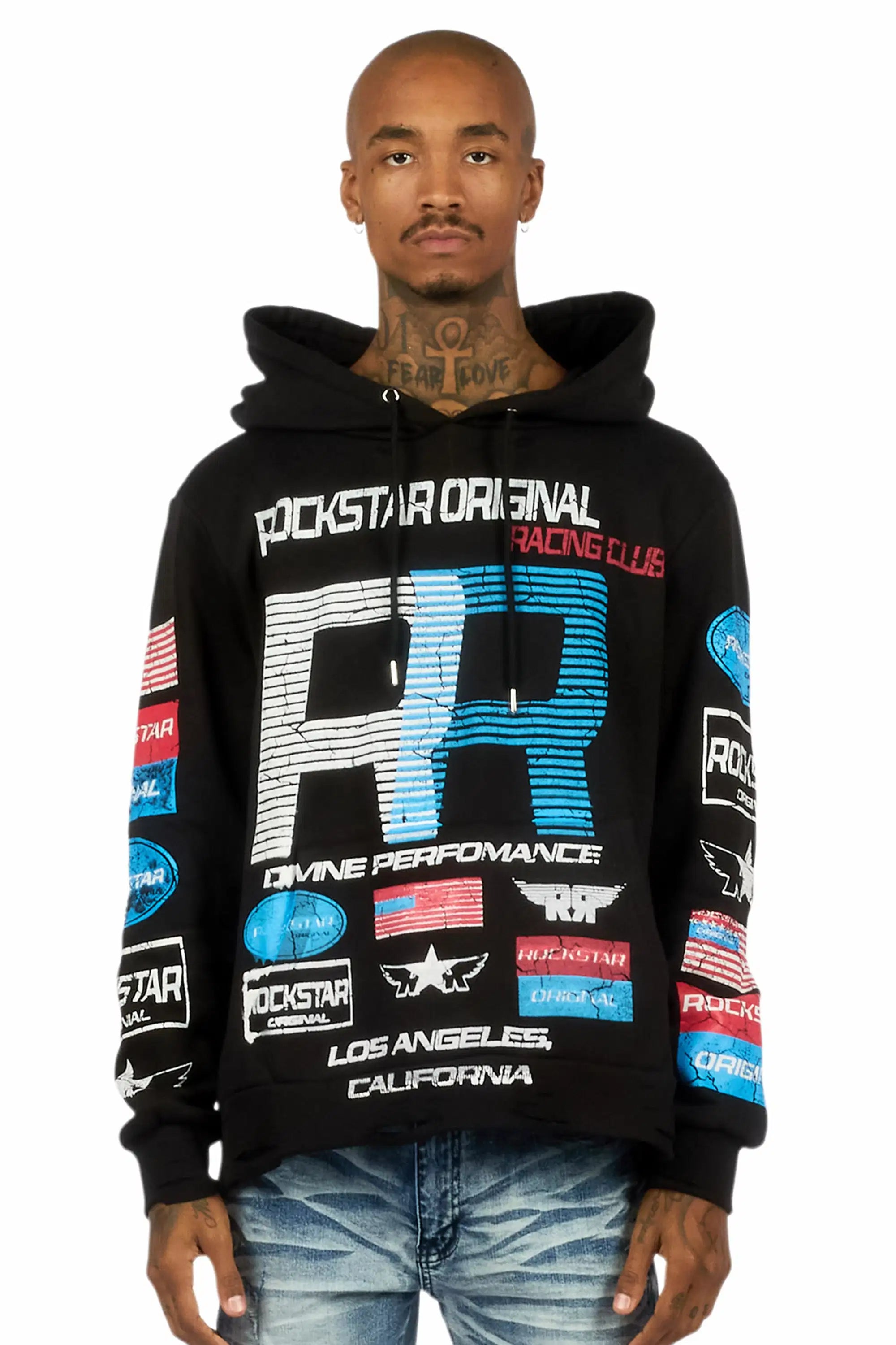 Rso Racing Club Black Distressed Graphic Relaxed Hoodie - image 1