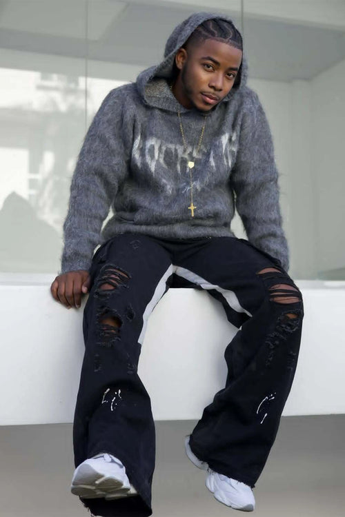 Andros Grey Graphic Knitted Hoodie - image 2