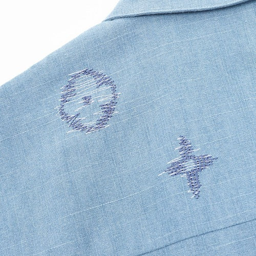 Louis Vuitton Front & Back Embroidered Chambray Short-Sleeve Shirt