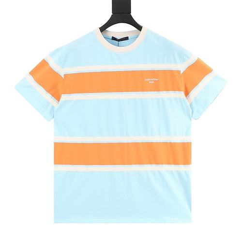 Louis Vuitton Orange & Blue Striped Short Sleeve T-Shirt