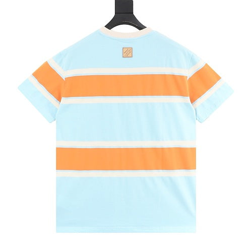 Louis Vuitton Orange & Blue Striped Short Sleeve T-Shirt