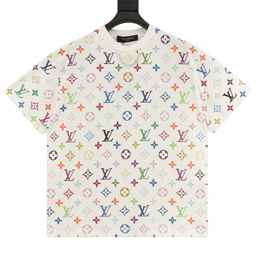 Louis Vuitton Classic Rainbow Allover Direct-Print Short Sleeve T-Shirt