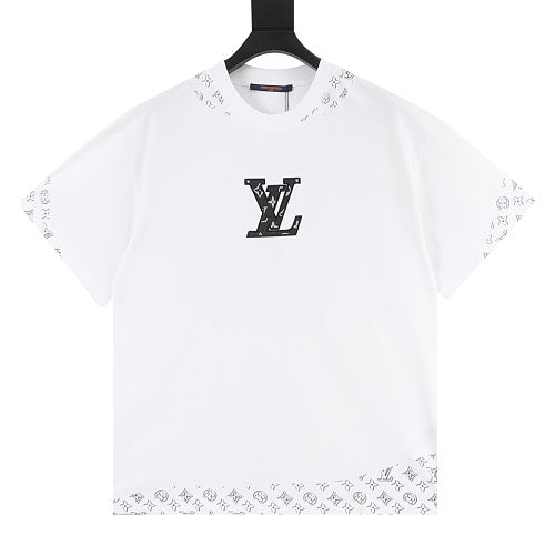 Louis Vuitton Leather Badge LV Logo Embroidered Short-Sleeve T-Shirt