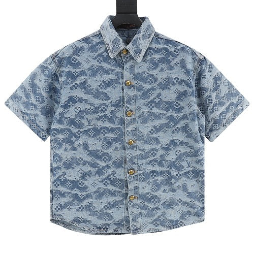 Louis Vuitton Cloud Monogram Jacquard Denim Short Sleeve Shirt