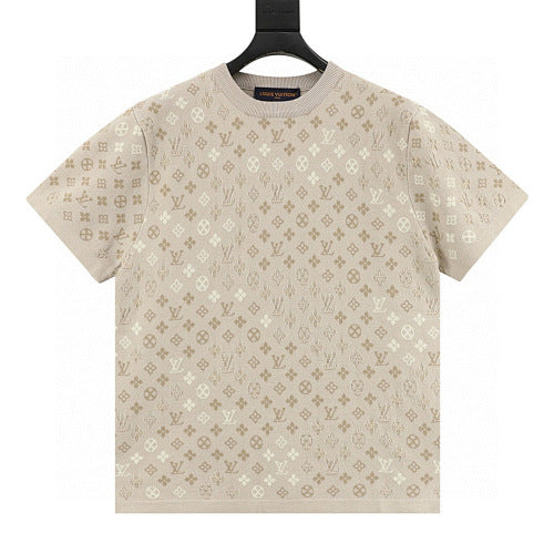 Louis Vuitton Allover Tonal Jacquard Knit Short Sleeve T-Shirt