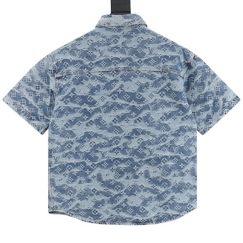 Louis Vuitton Cloud Monogram Jacquard Denim Short Sleeve Shirt