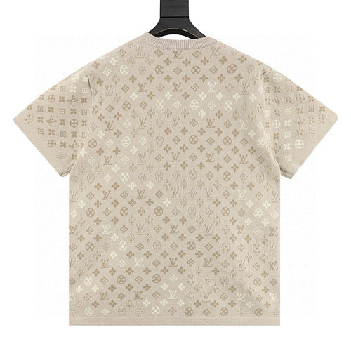 Louis Vuitton Allover Tonal Jacquard Knit Short Sleeve T-Shirt