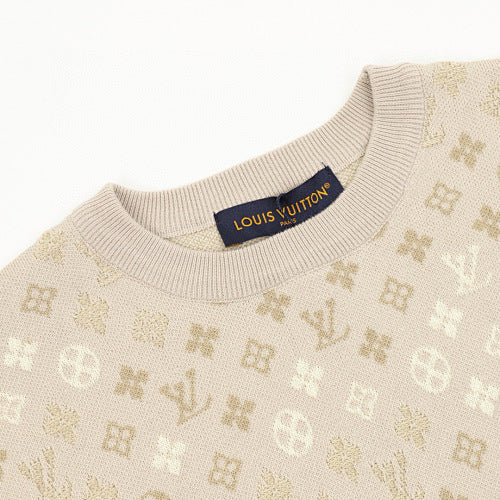 Louis Vuitton Allover Tonal Jacquard Knit Short Sleeve T-Shirt