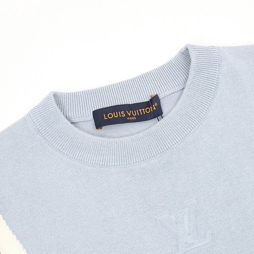 Louis Vuitton SS26 Embossed Logo Contrast Colorblock Knit T-Shirt
