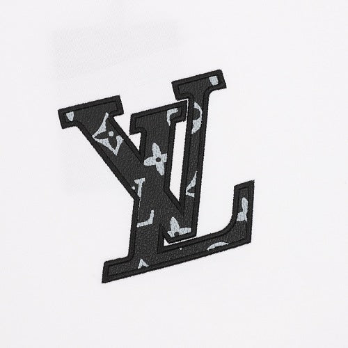 Louis Vuitton Leather Badge LV Logo Embroidered Short-Sleeve T-Shirt