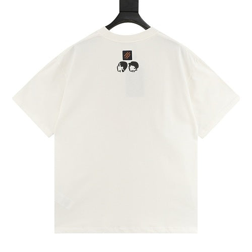 Louis Vuitton Heart Flocked Letter & Portrait Print Short-Sleeve T-Shirt
