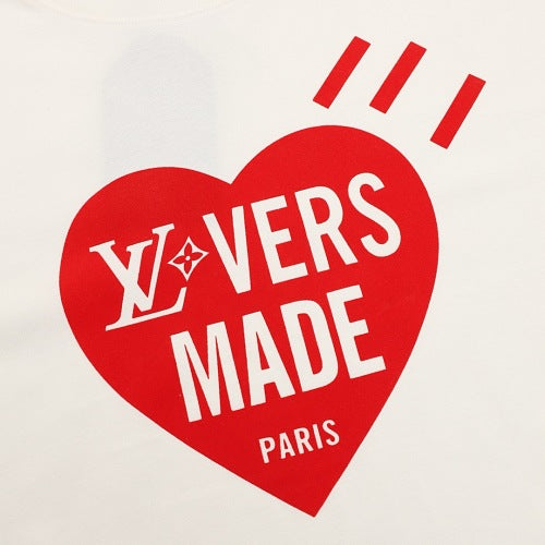 Louis Vuitton Heart Flocked Letter & Portrait Print Short-Sleeve T-Shirt