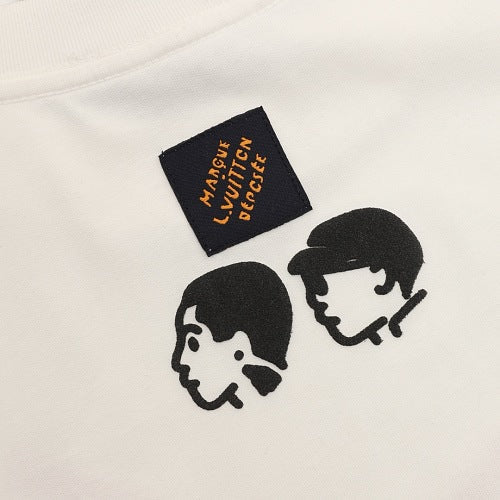 Louis Vuitton Heart Flocked Letter & Portrait Print Short-Sleeve T-Shirt