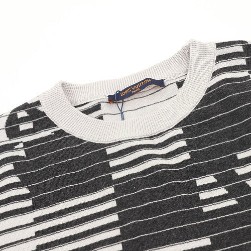 Louis Vuitton 26SS All-Over Stripe LV Monogram Jacquard Knit Short-Sleeve T-Shirt