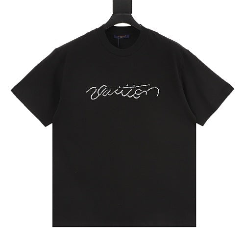 Louis Vuitton SS26 Handwritten LV Rhinestone Signature T-Shirt