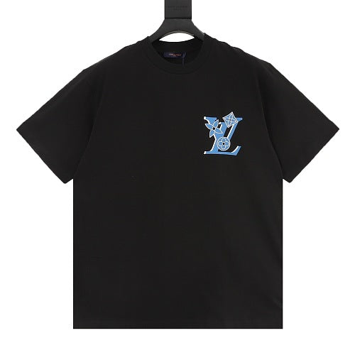 Louis Vuitton SS26 Blue Swirl LV Spray Ink Print T-Shirt