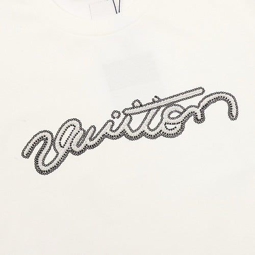 Louis Vuitton SS26 Handwritten LV Rhinestone Signature T-Shirt
