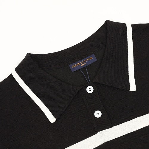 Louis Vuitton Striped Signature Jacquard Knit Polo Shirt