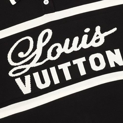 Louis Vuitton Striped Signature Jacquard Knit Polo Shirt