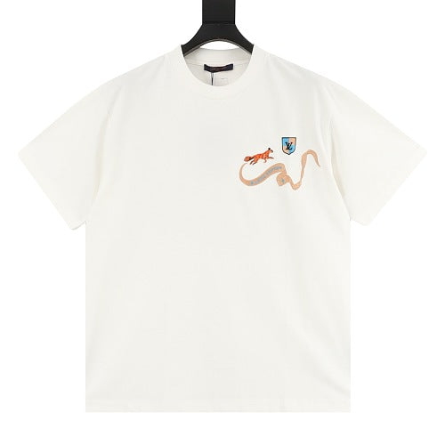 Louis Vuitton SS26 Vintage Fox Ribbon Badge Embroidered T-Shirt