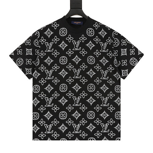 Louis Vuitton Allover Sketch Logo Print Short Sleeve T-Shirt