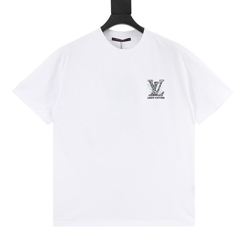 Louis Vuitton SS26 Spray Ink Monogram Linear LV Logo Embroidered T-Shirt