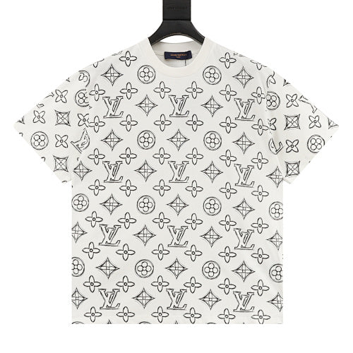 Louis Vuitton Allover Sketch Logo Print Short Sleeve T-Shirt