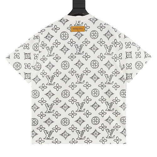 Louis Vuitton Allover Sketch Logo Print Short Sleeve T-Shirt