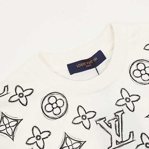 Louis Vuitton Allover Sketch Logo Print Short Sleeve T-Shirt
