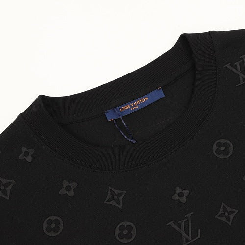 Louis Vuitton SS26 Tonal Monogram Jacquard & LV Logo Embroidered T-Shirt
