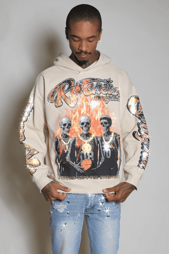 Vincitor Beige Rhinestone Oversized Hoodie - image 1