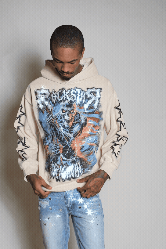 Krio Beige Rhinestone Oversized Hoodie - image 1