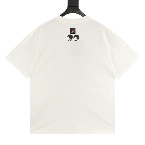 Louis Vuitton Heart Flocked Letter & Portrait Print Short-Sleeve T-Shir